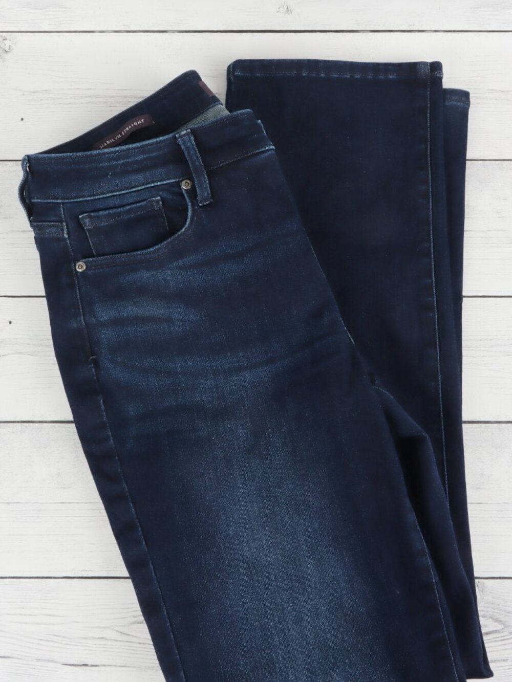 NYDJ Marilyn Straight Dark Indigo Jeans Size 8 Lift Tuck® Technology